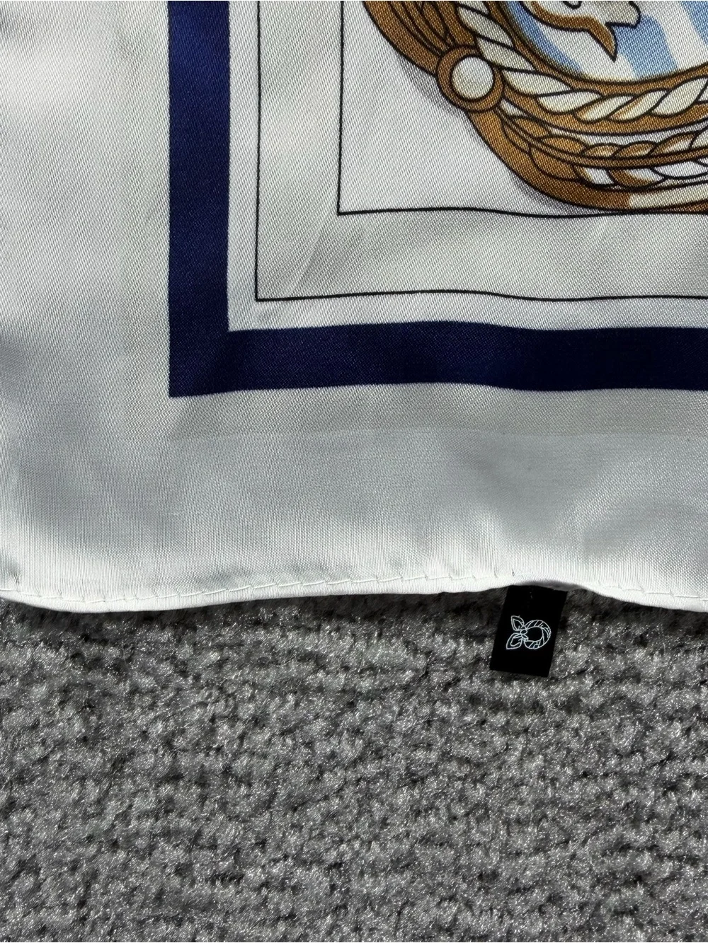Source Unknown Nautical-Print Silk-Feel Neck Scarf in White, Navy & Gold